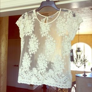 GUESS NWT Sheer Cream Colored Blouse